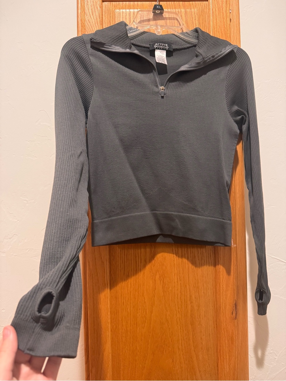 Women's Long-Sleeve Half-Zip Athletic Top - Charcoal Gray
